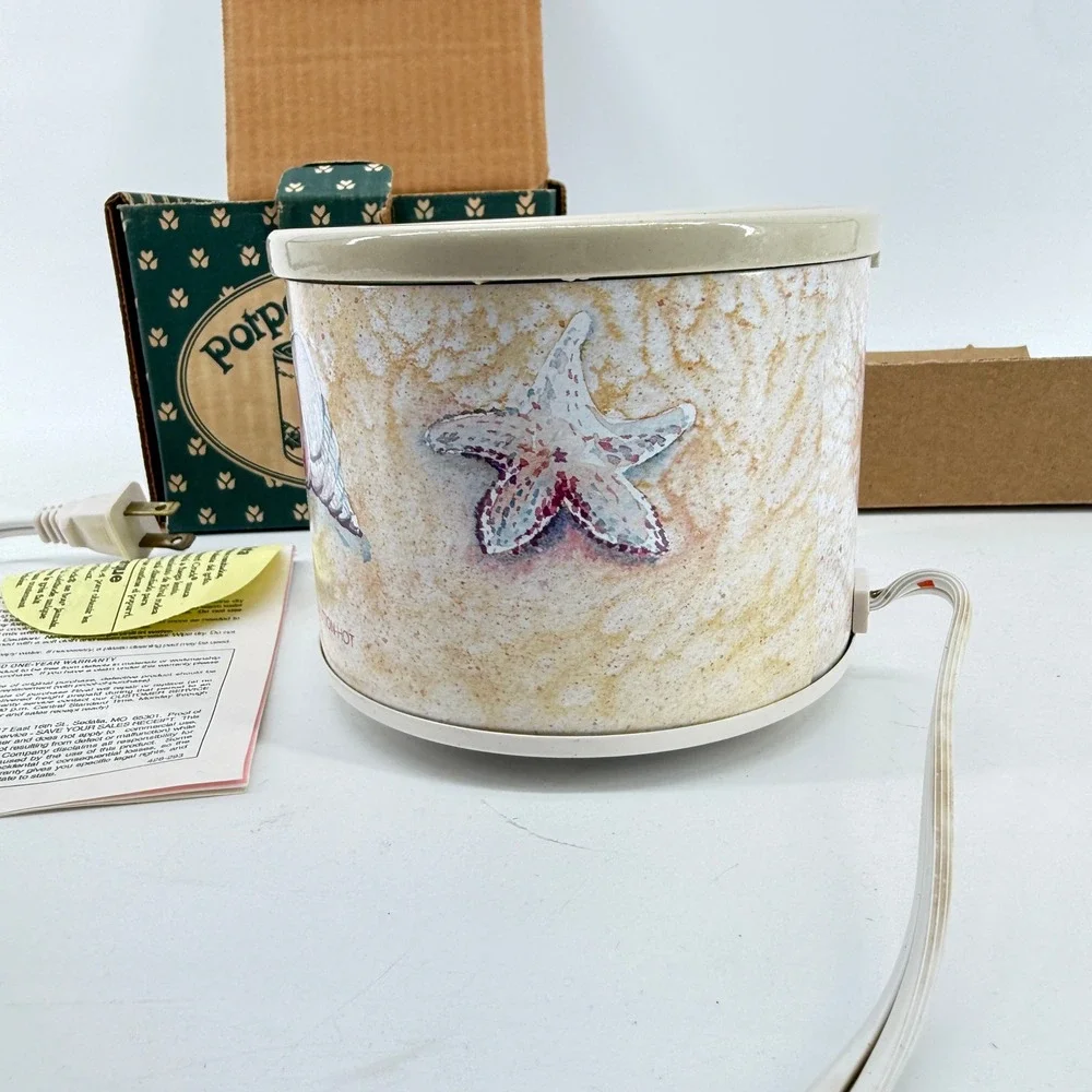Rival Potpourri Crock Electric Simmering Cooker Beige Seashell Stoneware 3206SS